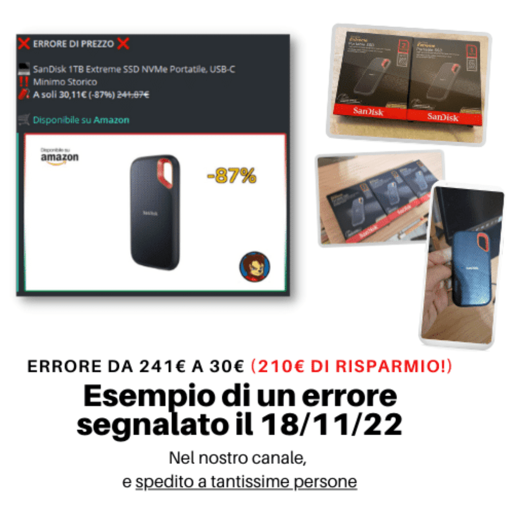 Esempio di un errore di prezzo amazon segnalato il 181122